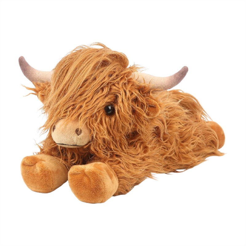 highland cow Scottish Highland Cow plush toy, simulating standing, sitting and lying yak posture