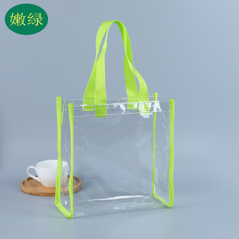 Cross-border transparent PVC tote bags, spot plastic tote bags, cosmetic shopping bags, jelly bags, gift bags, customized