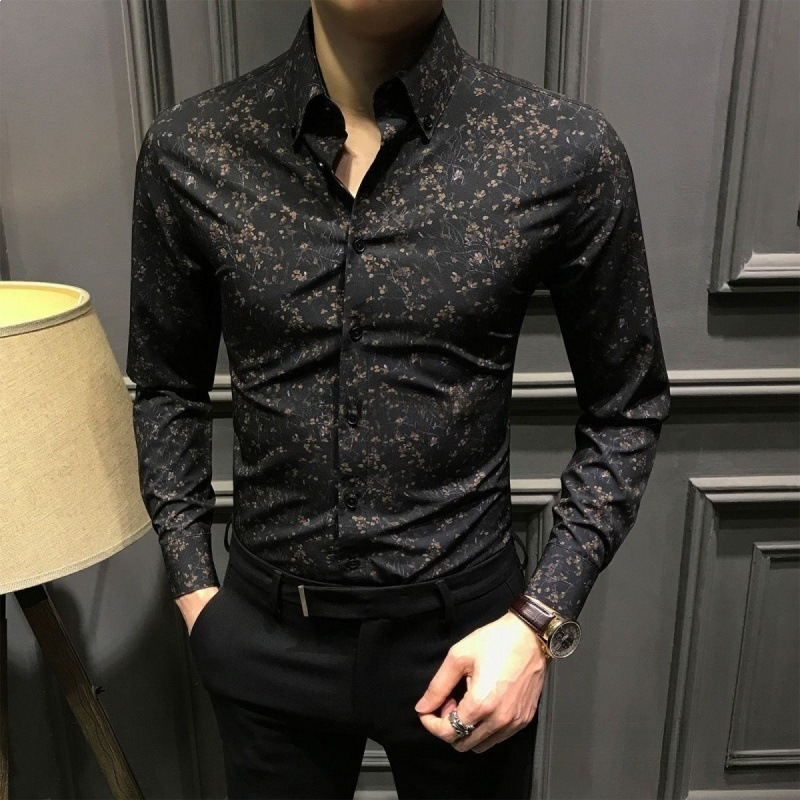 The 2025 new spring and autumn shirt is a versatile top for young people, a no-iron, cool and casual men's trendy long-sleeved shirt with floral prints