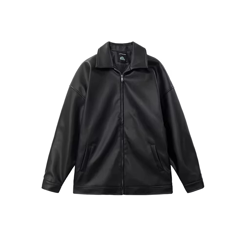 Fashionable and cool leather jacket for men, new spring trendy Korean-style PU leather casual baseball jacket, motorcycle jacket
