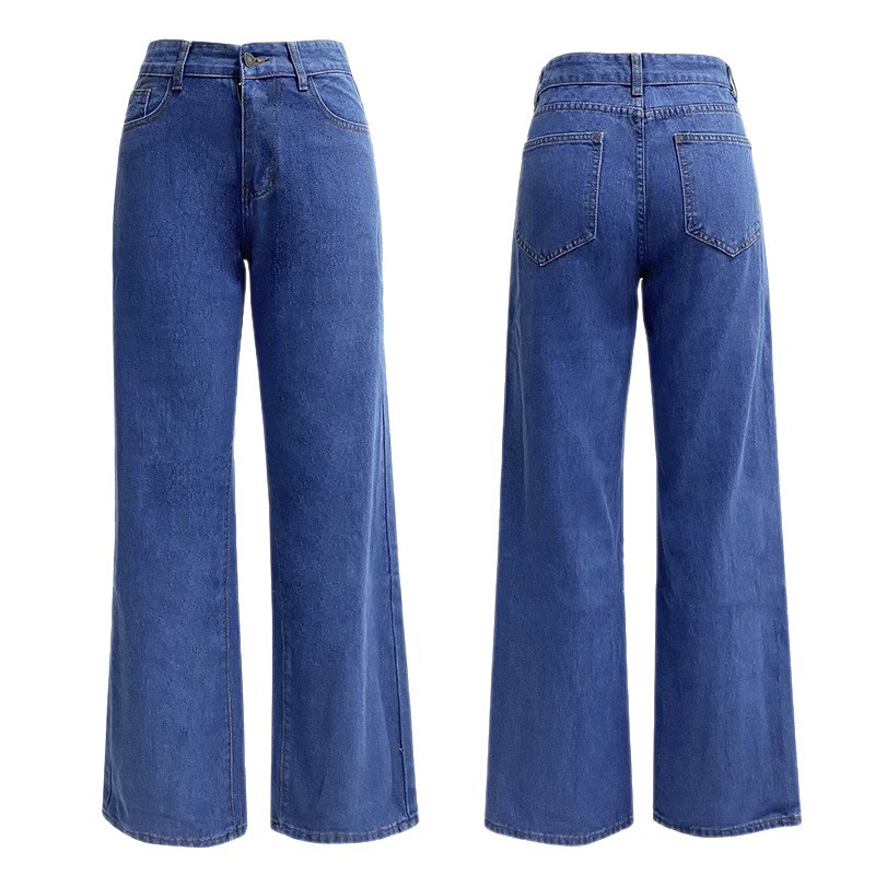 Cross-border Amazon 2025 High-waisted washed jeans for women, long straight-leg pants, fashionable, versatile and elegant
