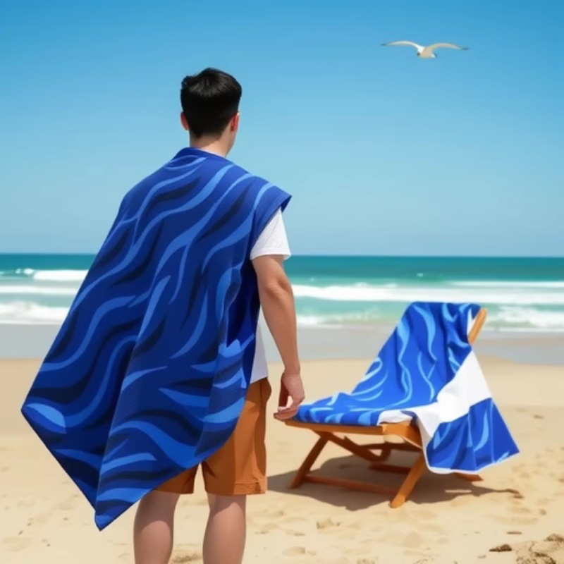 Amazon winter trendy microfiber beach towel, printed, quick-drying, absorbent bath towel, double-sided fleece hotel towel