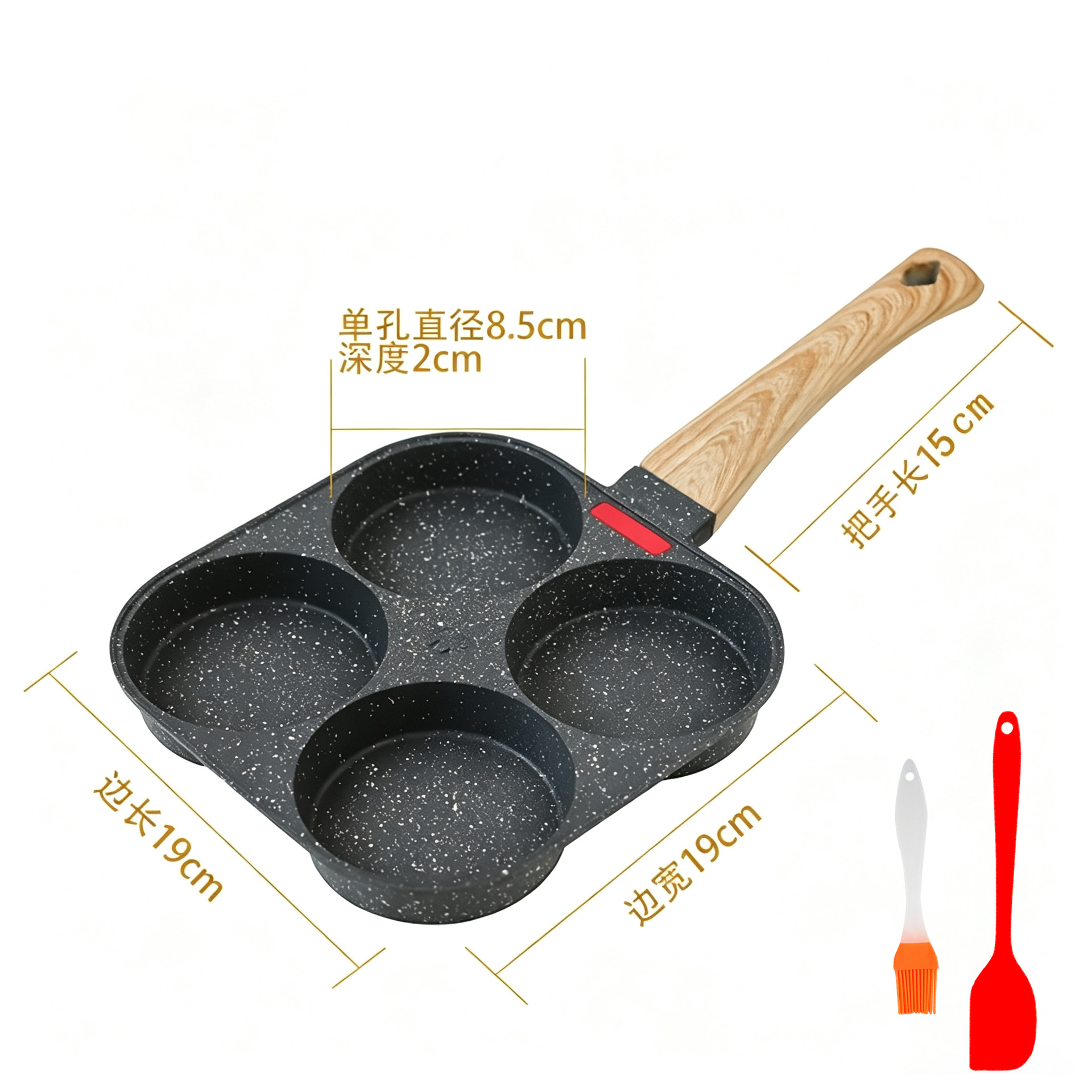 Source factory's popular four-hole frying pan for foreign trade, egg frying wonder, flat frying pan, non-stick pan, breakfast pan, egg frying pan