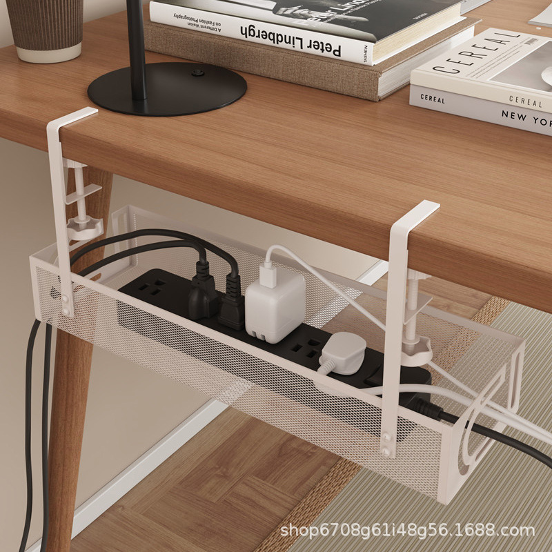 Cross-border office desk under-desk cable management tray rack, under-desk organizer, power strip storage rack, socket cable organizer