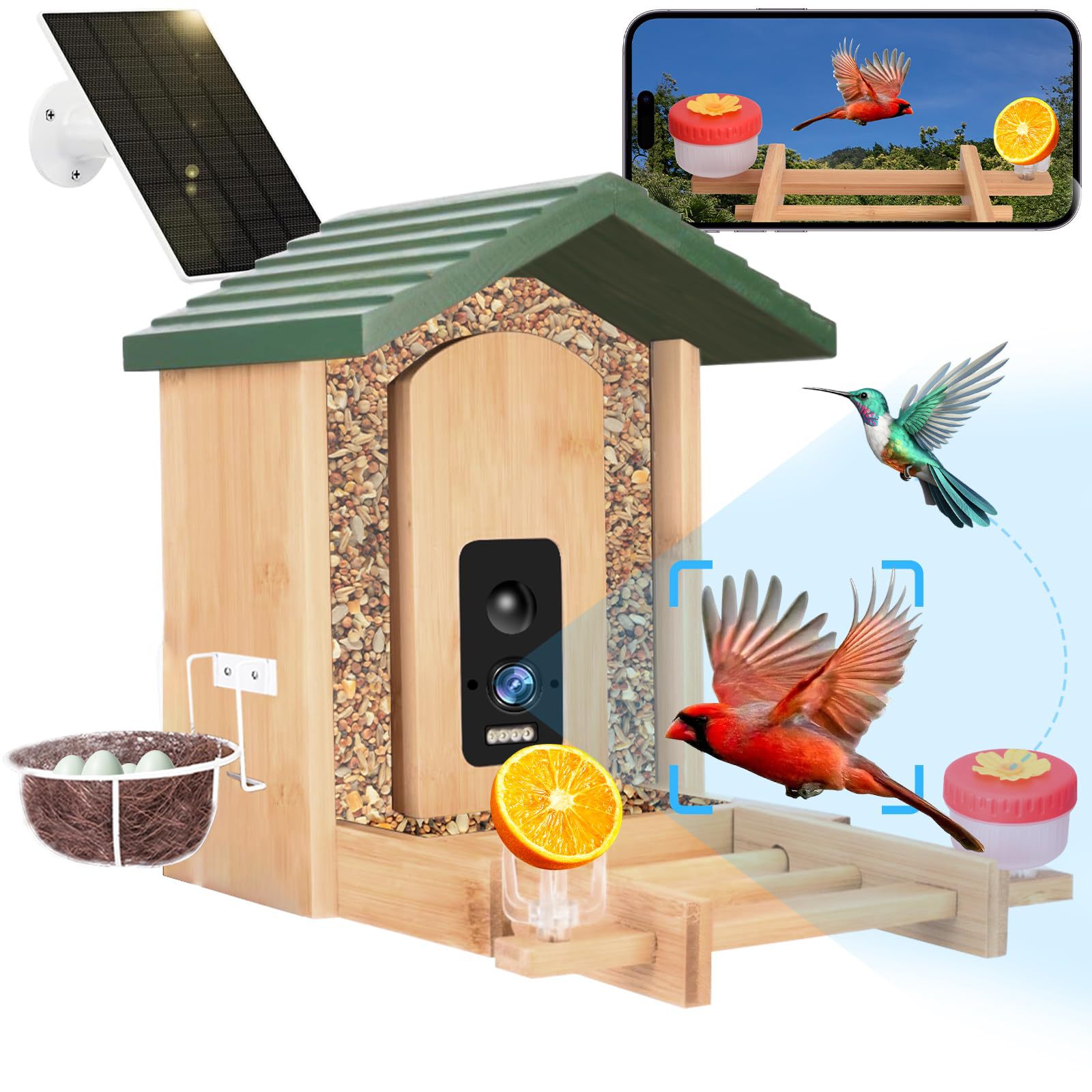 Source factory solid wood bird nests, intelligent camera bird feeders, squirrel feeding houses, insect houses. We support provided pictures and samples