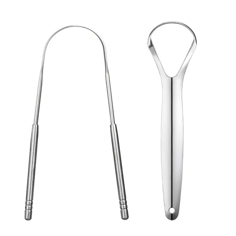Stainless steel tongue scraper for cleaning oral cavity and tongue coating, adult tongue scraper for removing bad breath, U-shaped tongue scraper.
