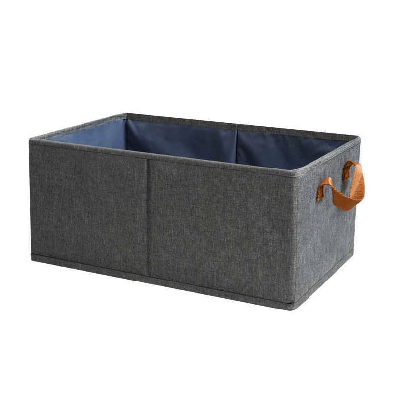 Household cotton and linen tabletop drawer organizer/storage box with transparent window, large wardrobe/underwear storage box, foldable.