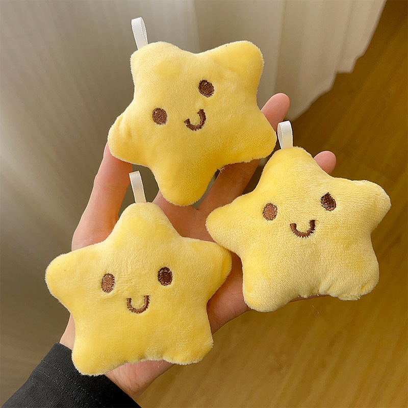 Yellow smiley face star cute plush cartoon doll doll star squeaking pendant girly bag decoration matching