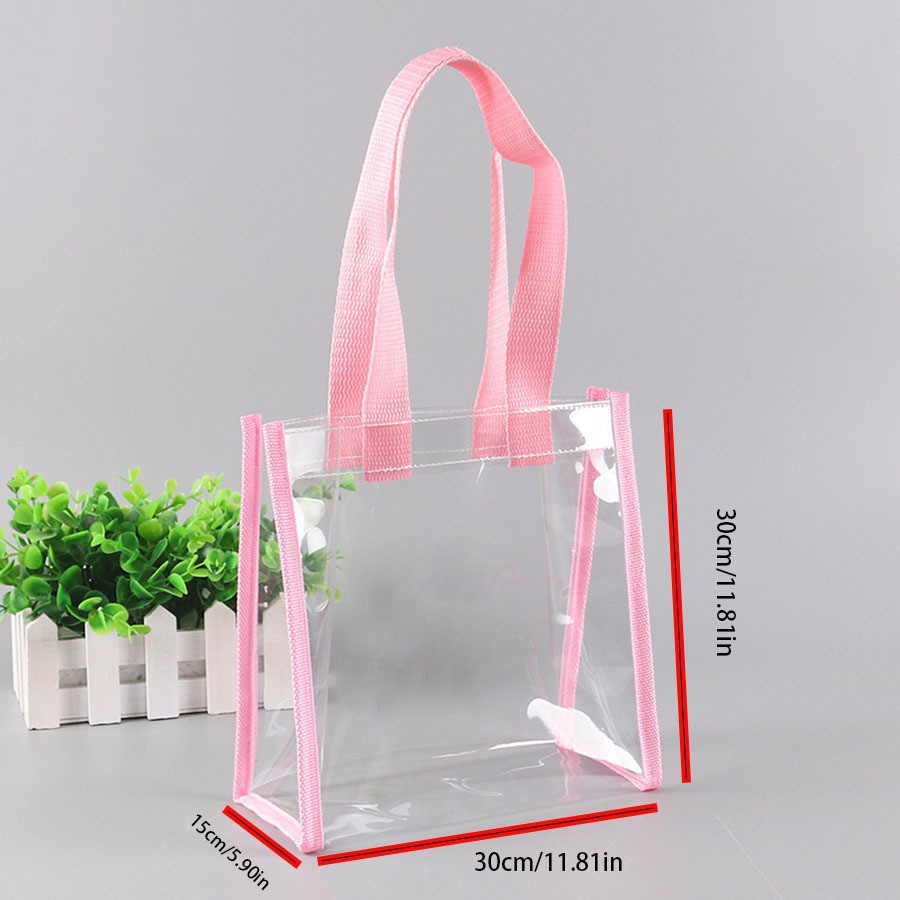 New transparent PVC handbag, popular shopping, cosmetics storage, birthday gift bag, school supplies packaging bag