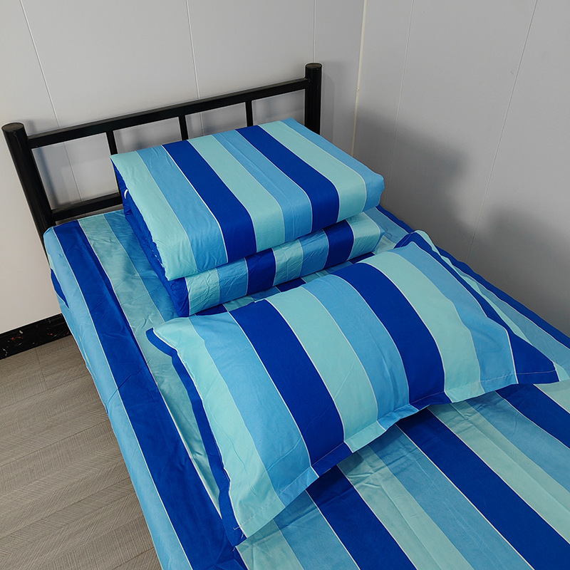 Student three-piece cotton single bed sheet, duvet cover, pillowcase, military training school dormitory three-piece summer bedding set