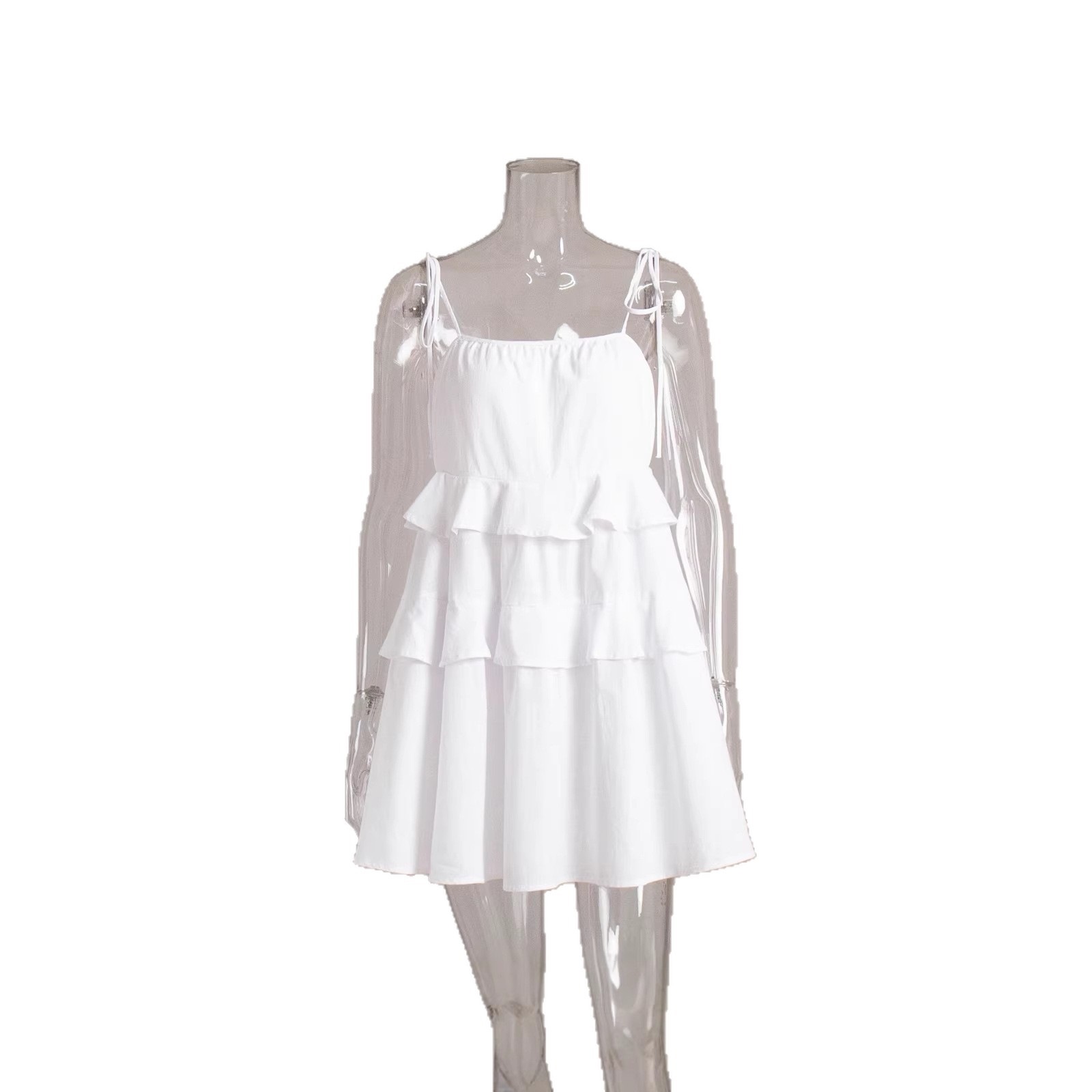 Amazon cross-border European and American export halter dress summer multi-layer ruffled cake dress short backless halter dress
