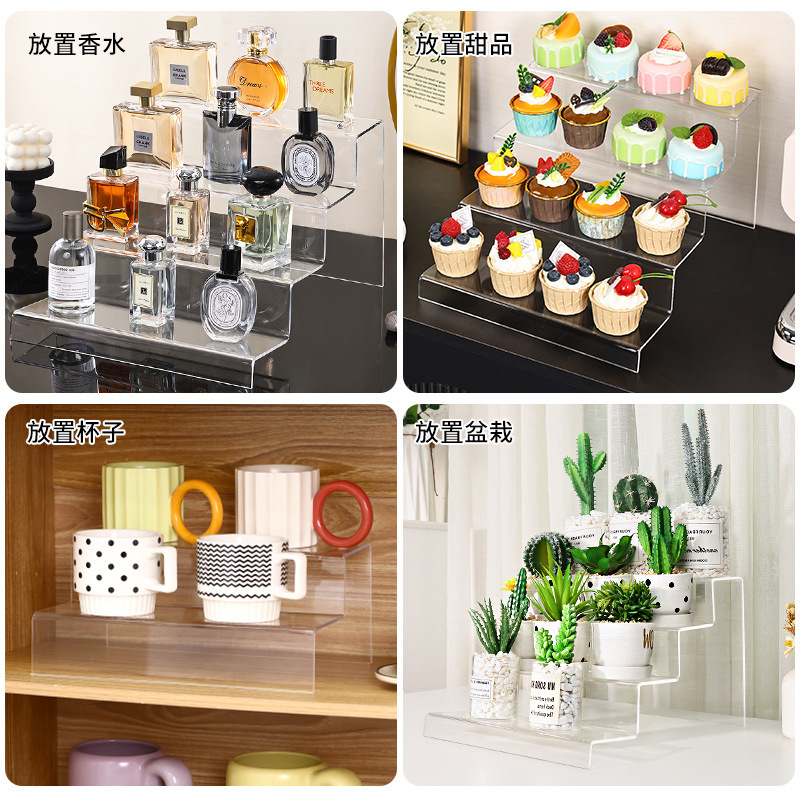 Cross-border hot-selling tiered storage rack, transparent acrylic cosmetic tiered display rack, dressing table skincare product rack