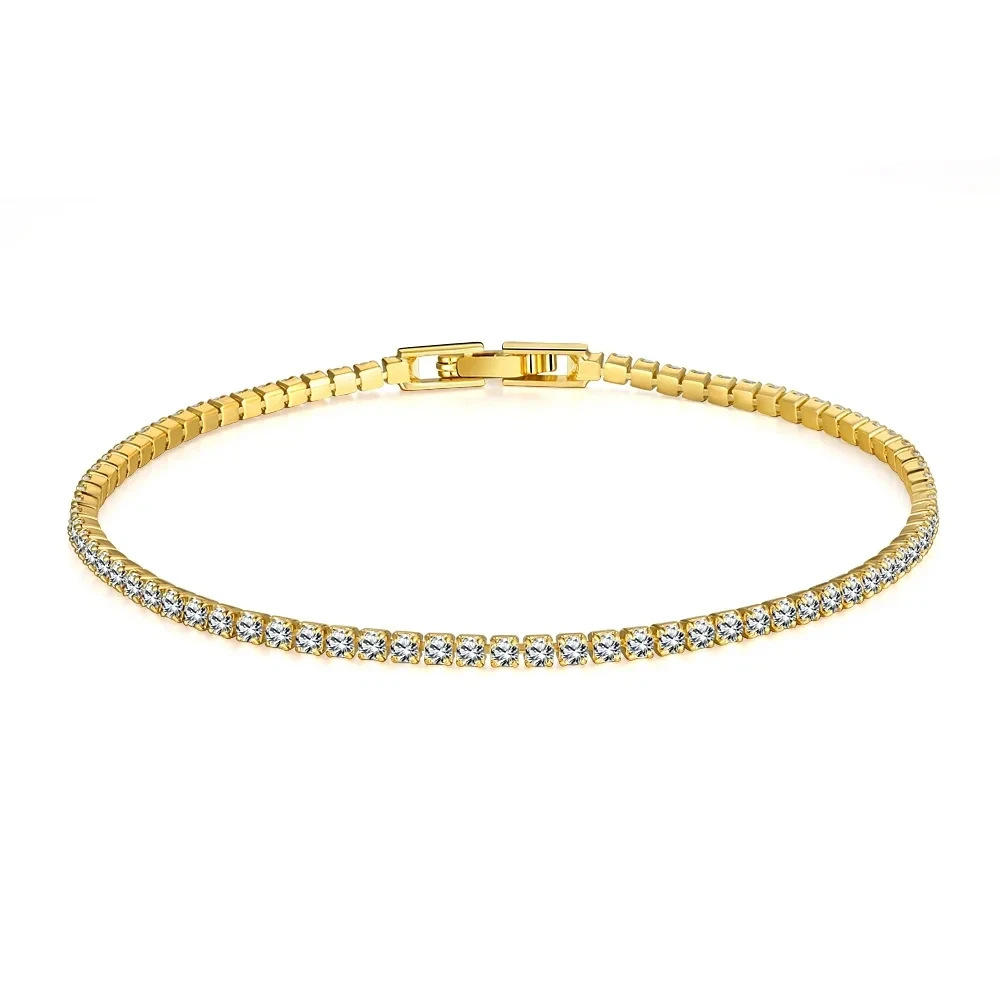 A popular 18K gold 2.5MM golden tennis bracelet in Europe and America, the same style as the popular ones on Douyin and Xiaohongshu, is available for wholesale in stock