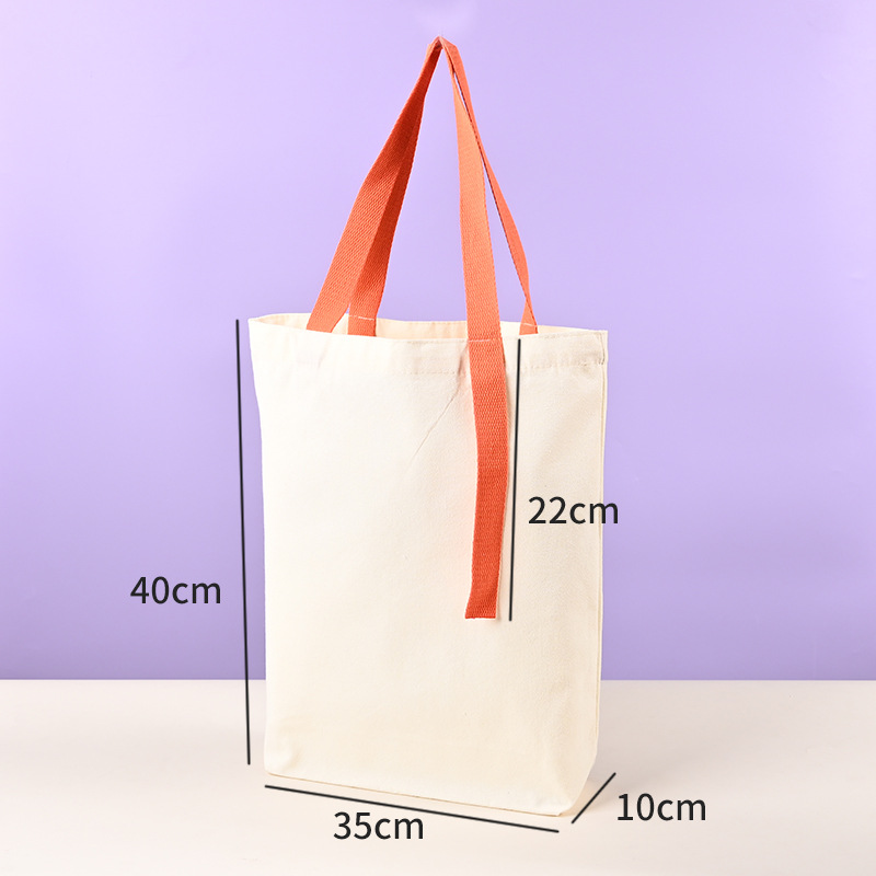 Customized canvas vest bags for students, commuting, training, portable shoulder bags, large capacity canvas shopping bags with logo printing.