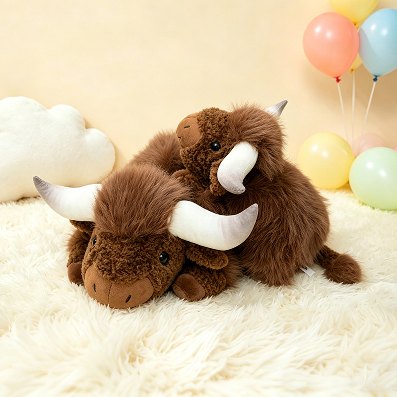 Cross-border yak doll, little wild cow doll, plush toy, children's throw pillow, soothing doll, prone position, boy and girl birthday