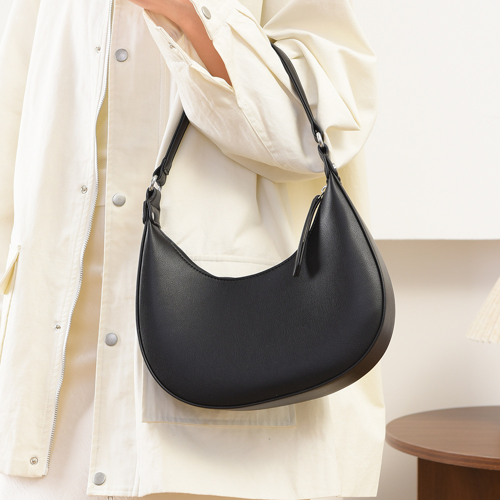 New cross-border fashion minimalist shoulder bag/handbag, large capacity, women's crescent bag/underarm bag, niche crescent bag for women.