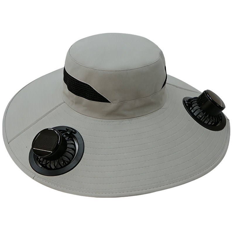 Cross-border 2026 Solar-powered Rechargeable Fan for Adults, Suitable for Outdoor Hiking, Fishing, and UV Protection.