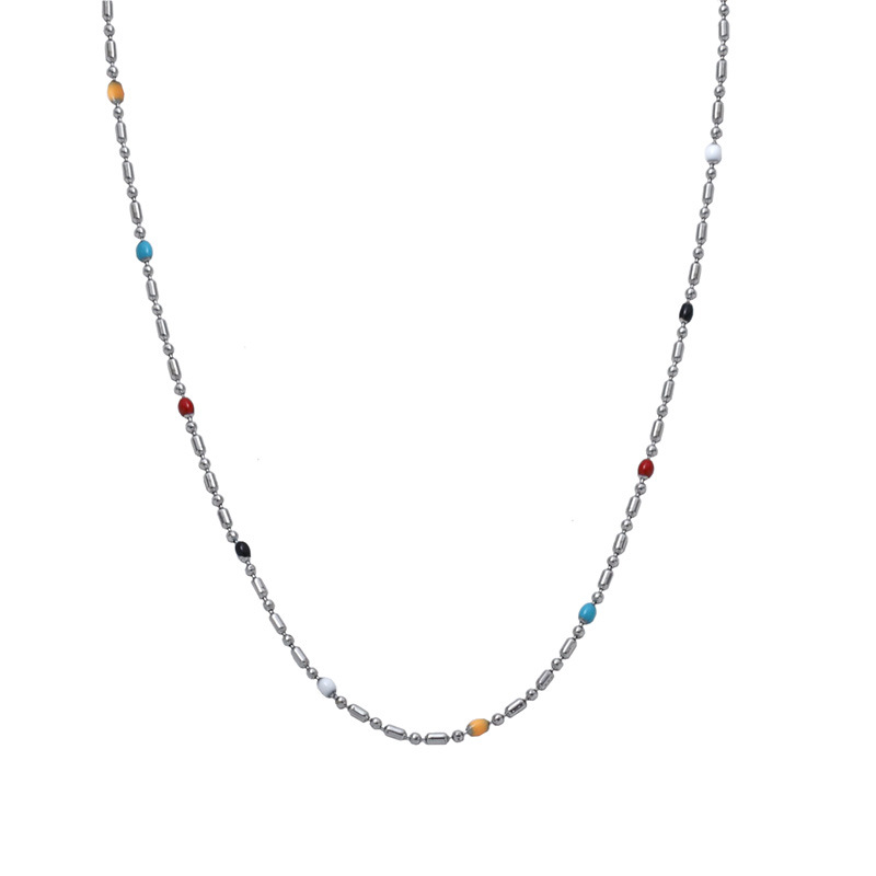 Glazed colorful beaded necklace for women, perfect for autumn and winter, ideal for layering, sophisticated style, and perfect for summer dopamine-inducing jewelry, clavicle chain.