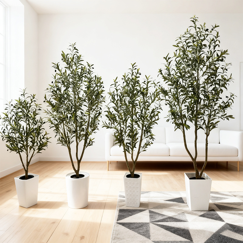 Furniture decoration simulation olive tree, one-piece branch style simulation tree figure, artificial tree, floor-standing green plant potted plant, highly realistic