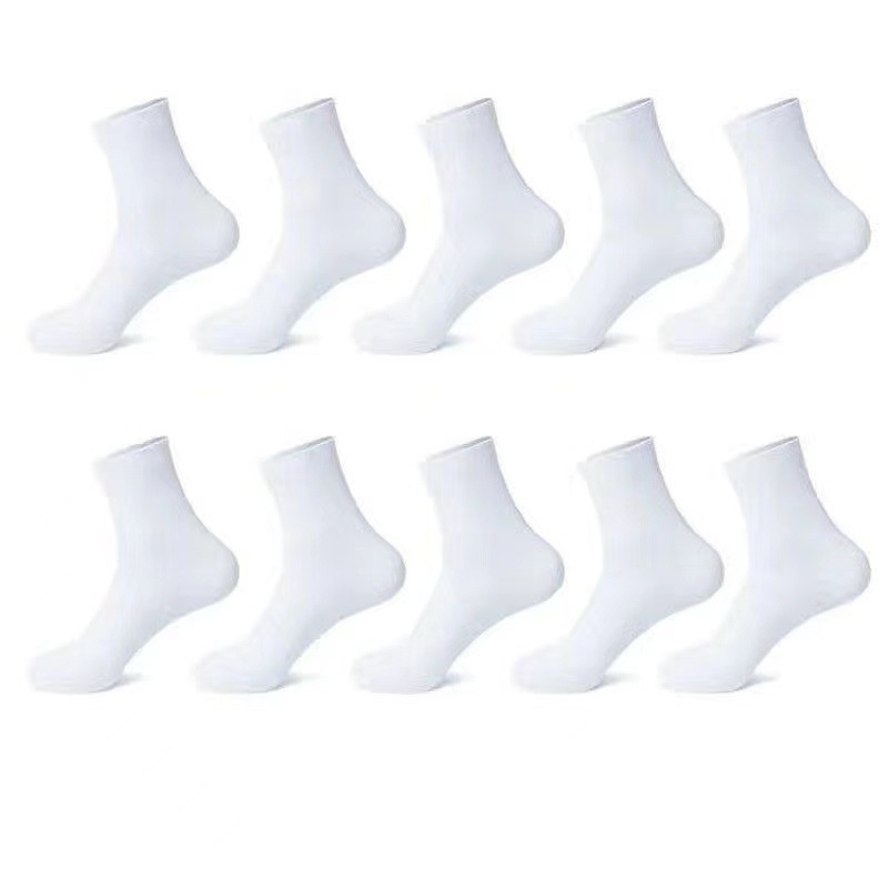 Women's spring/summer mid-calf socks, striped double stripes, preppy style, trendy black and white slouch socks, cotton socks wholesale.