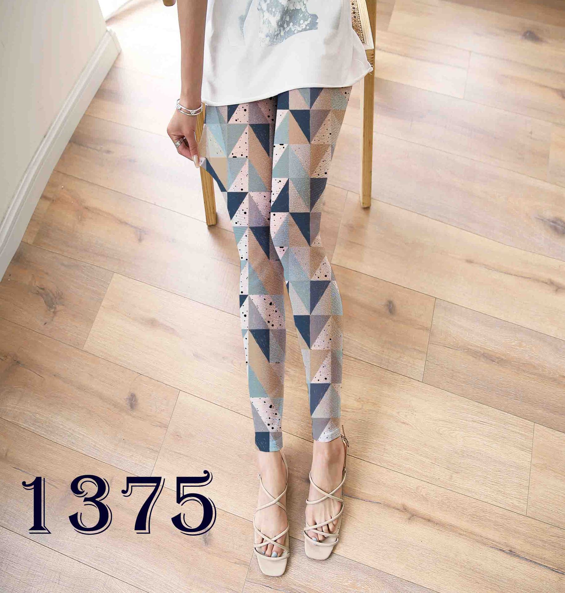 Printed mesh chiffon leggings, summer sun protection nine-inch pants, slimming elastic women's outerwear anti-hook mesh chiffon pants