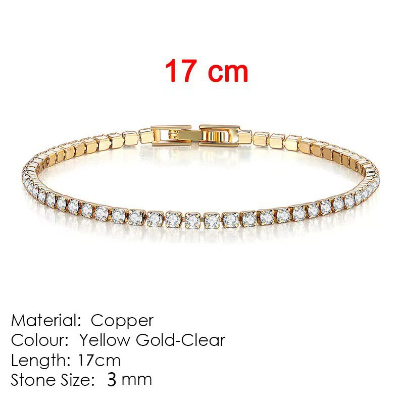 A simple and new 3mm zircon bracelet with a row of glitter, European and American export hip-hop gemstone tennis bracelets and accessories wholesale