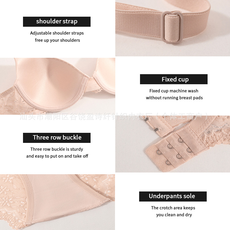 Wholesale cross-border sexy lace lingerie set tume Amazon bestseller adjustable bra Gathering thread bra