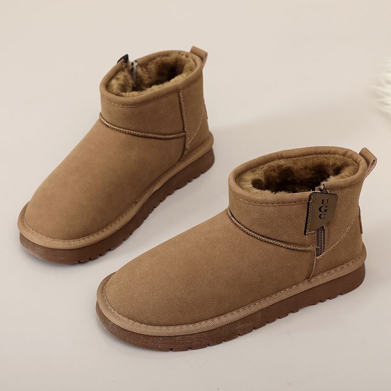 Snow boots, winter fleece women's shoes, cotton shoes, old Beijing fashion snow boots, women's anti-slip and warm ankle boots with ox tendon soles