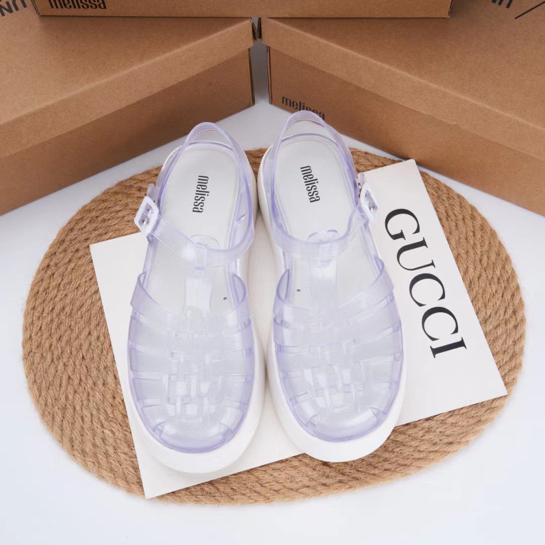 2023 New Melissa Platform Woven Sandals for Women, Jelly Shoes, Summer Closed-Toe Beach Shoes