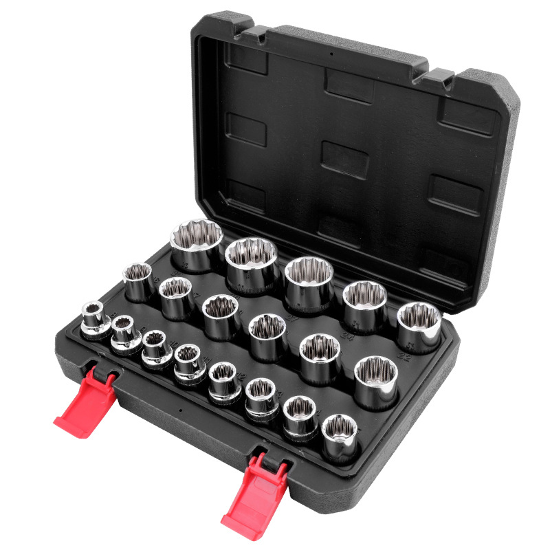 Plum blossom sleeve set, hexagonal sleeve head, 27mm toolbox set, 1/2 sleeve, 12-angle chromium-vanadium alloy steel
