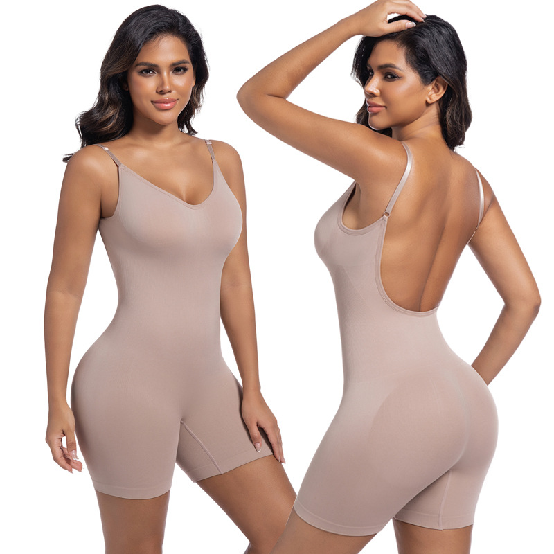 Women's shapewear, sexy backless bodysuit, plus size shaping, tight-fitting, tummy control, waist cinching bodysuit
