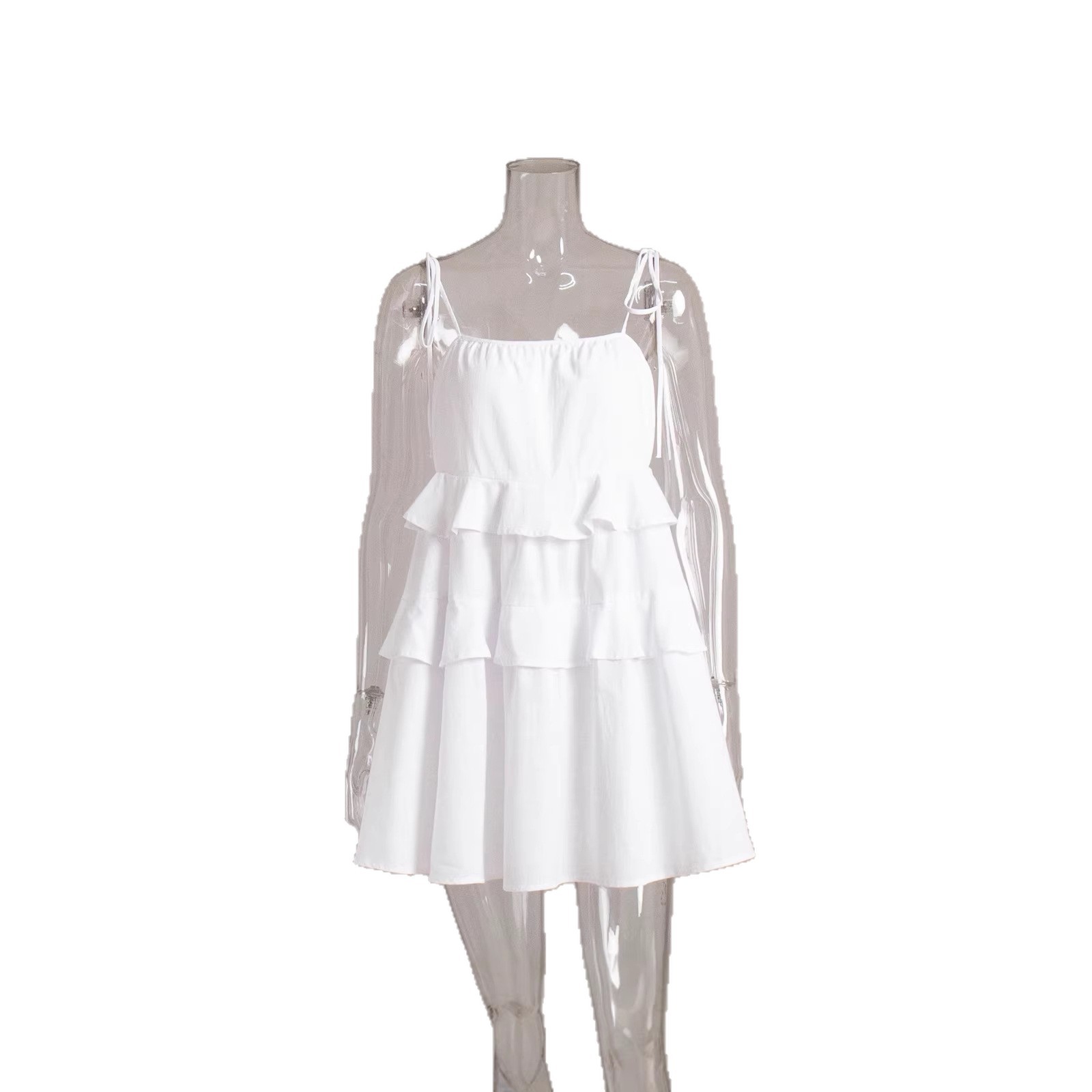 Amazon cross-border European and American export halter dress summer multi-layer ruffled cake dress short backless halter dress