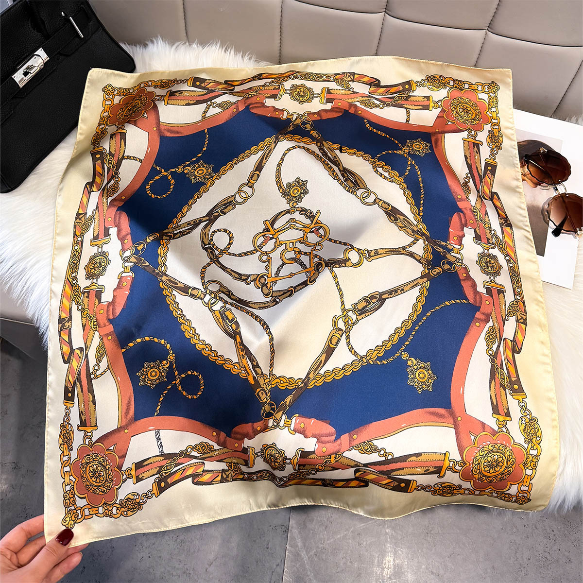 2026 Fashionable Square Mini Scarf for Women, Hairband, Decorative Neckband, Two-in-One Small Scarf, New Style