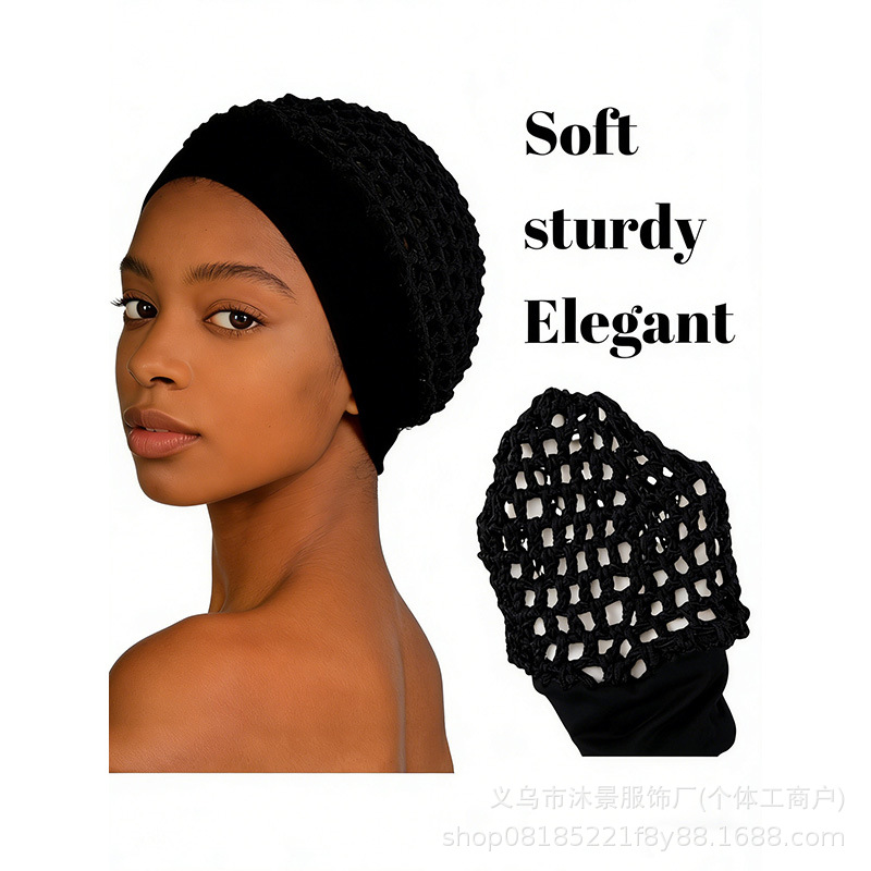 Cross-border Amazon Wide edge net pocket net cap Hollow cap RAYON KNIT SNOOD HAT