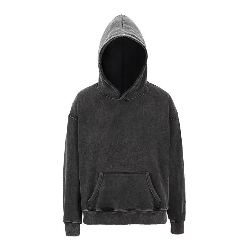 New washed and aged autumn hoodie for men, a high-end hiphop jacket with a hood from a high street streetwear brand for autumn and winter