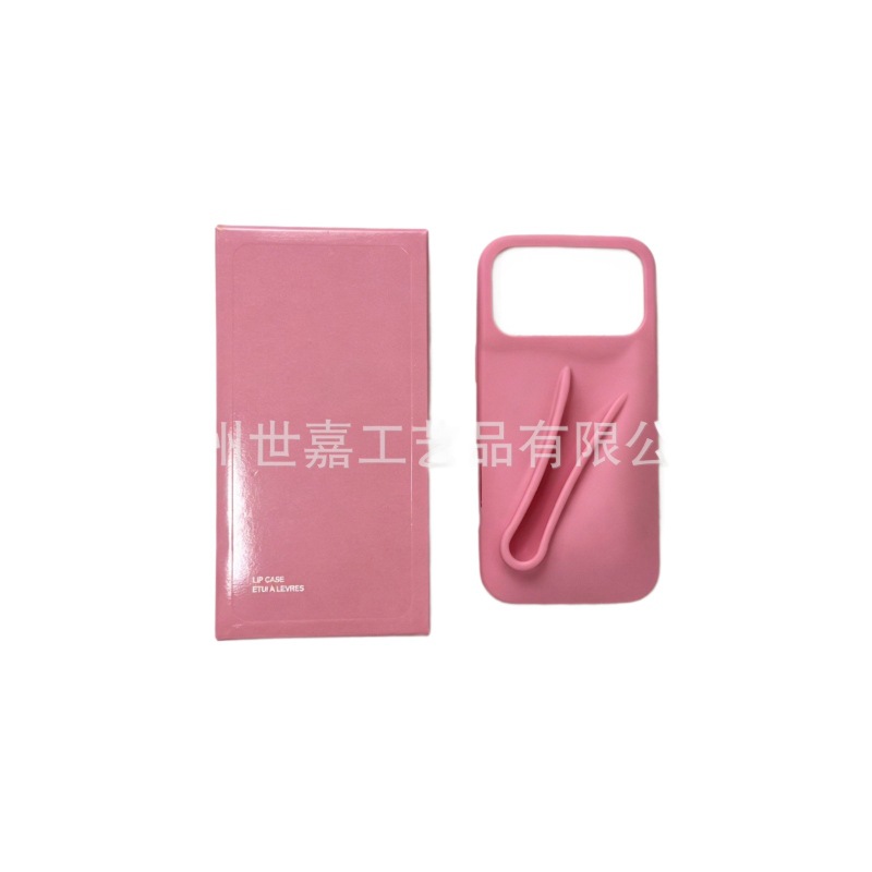 High-quality Hailey Bieber-style silicone lip gloss case for Apple iPhone 15 Pro Max/16/17
