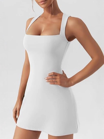 Amazon's new fashionable solid color shoulder strap bodycon dress