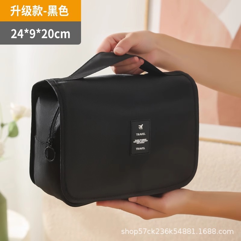 Korean style travel makeup bag with hanging function, large capacity, simple hook, toiletry bag, multi-functional portable hand-held storage bag