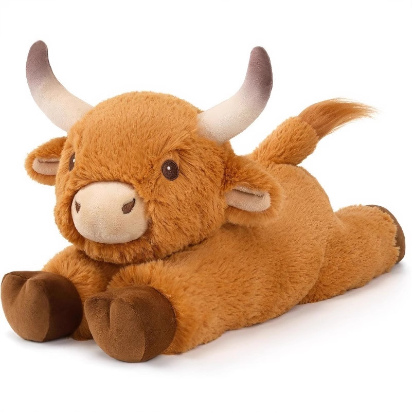 Cross-border Highland Cow simulation pose, Scottish Highland cow plush toy, long-haired cow Internet celebrity play