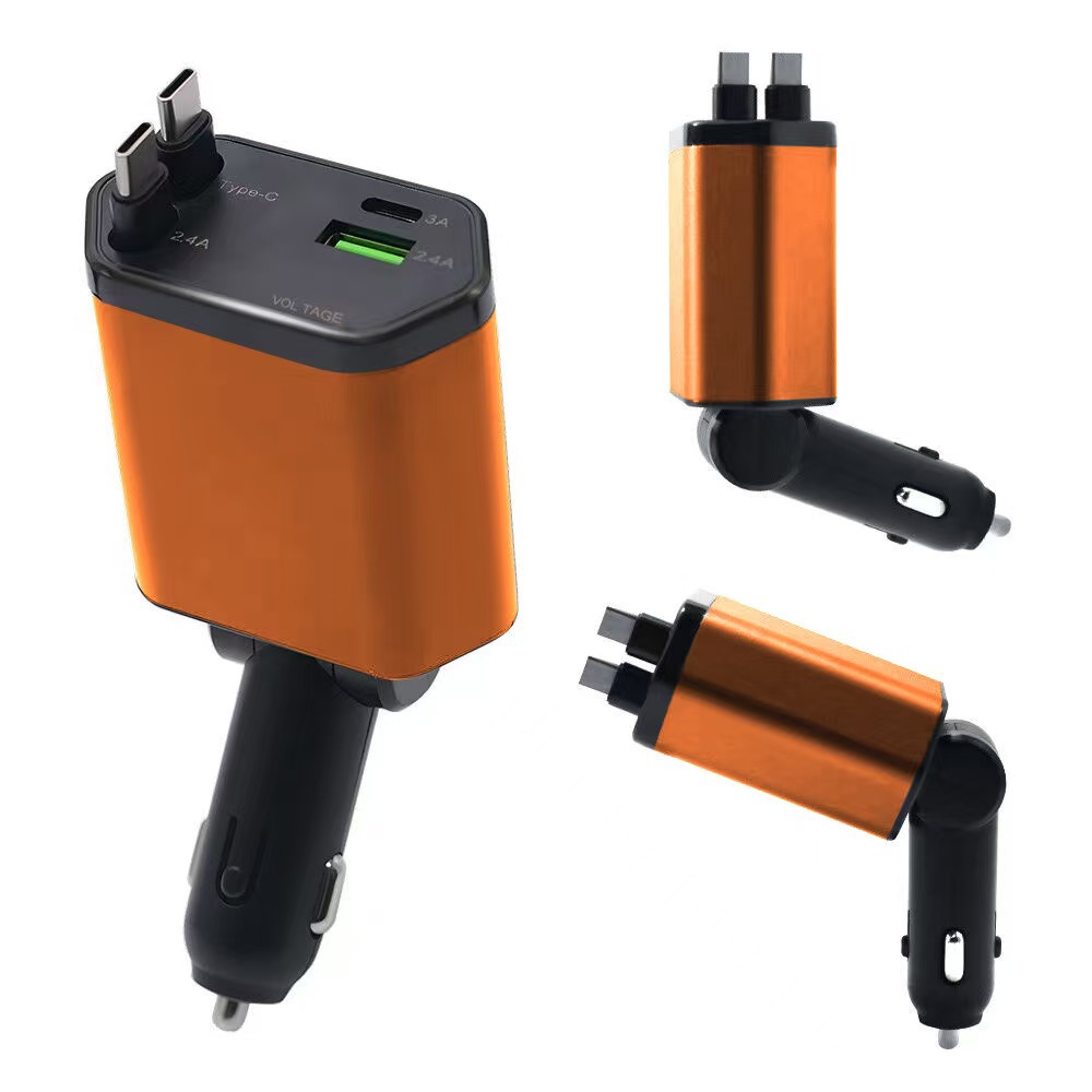 120W Super Fast Car Charger, Universal Retractable 1-to-3 Flash Charger, Cigarette Lighter Charger
