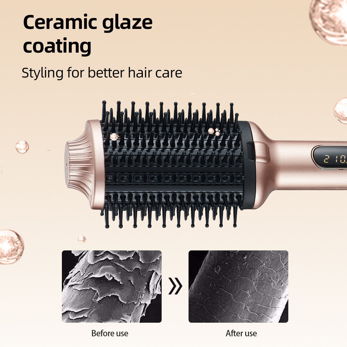 Cross-border factory rotating tail wire multi-level temperature adjustable high crown straightening and curling two-in-one fluffing comb curling iron straightening comb curling comb