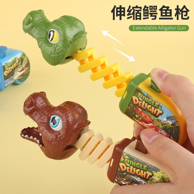 Cartoon telescopic crocodile clip key chain press telescopic spring mechanical bite toy pendant grab machine gift wholesale