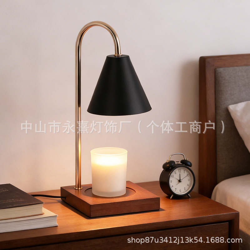 Cross-border Amazon wax lamp, bedroom bedside lamp, timerable, dimming, solid wood desktop, flameless aromatherapy lamp