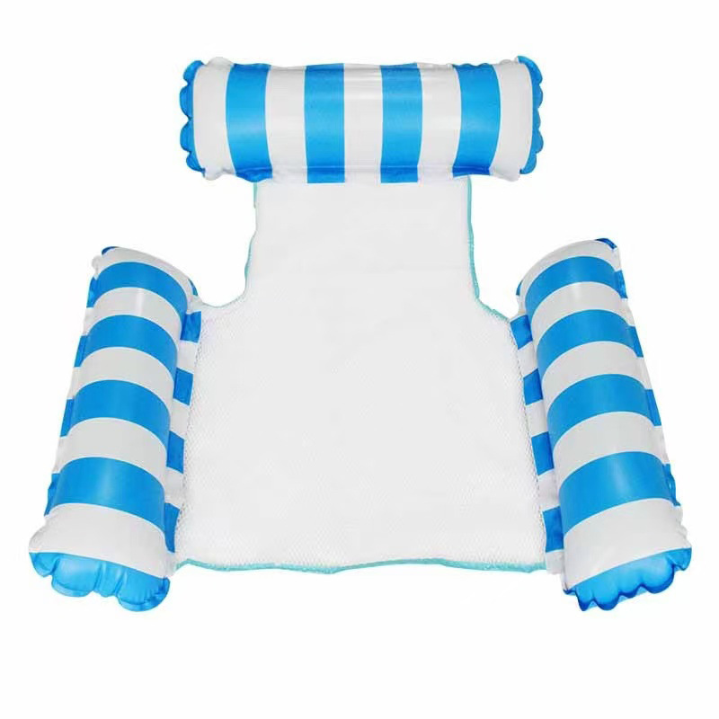 Four-tube striped mesh inflatable floating bed for adults, swimming pool leisure floating raft, water play toy wholesale.