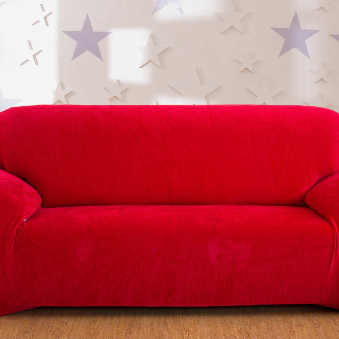 kuyan/ Cool Research elastic sofa cover, plush full coverage, thickened full cover, three-person fabric sofa cover, solid color