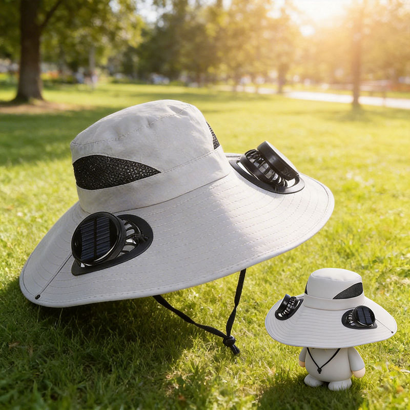 Summer cross-border solar fan hat, sunshade hat, outdoor hiking fishing hat, rechargeable fan fisherman hat