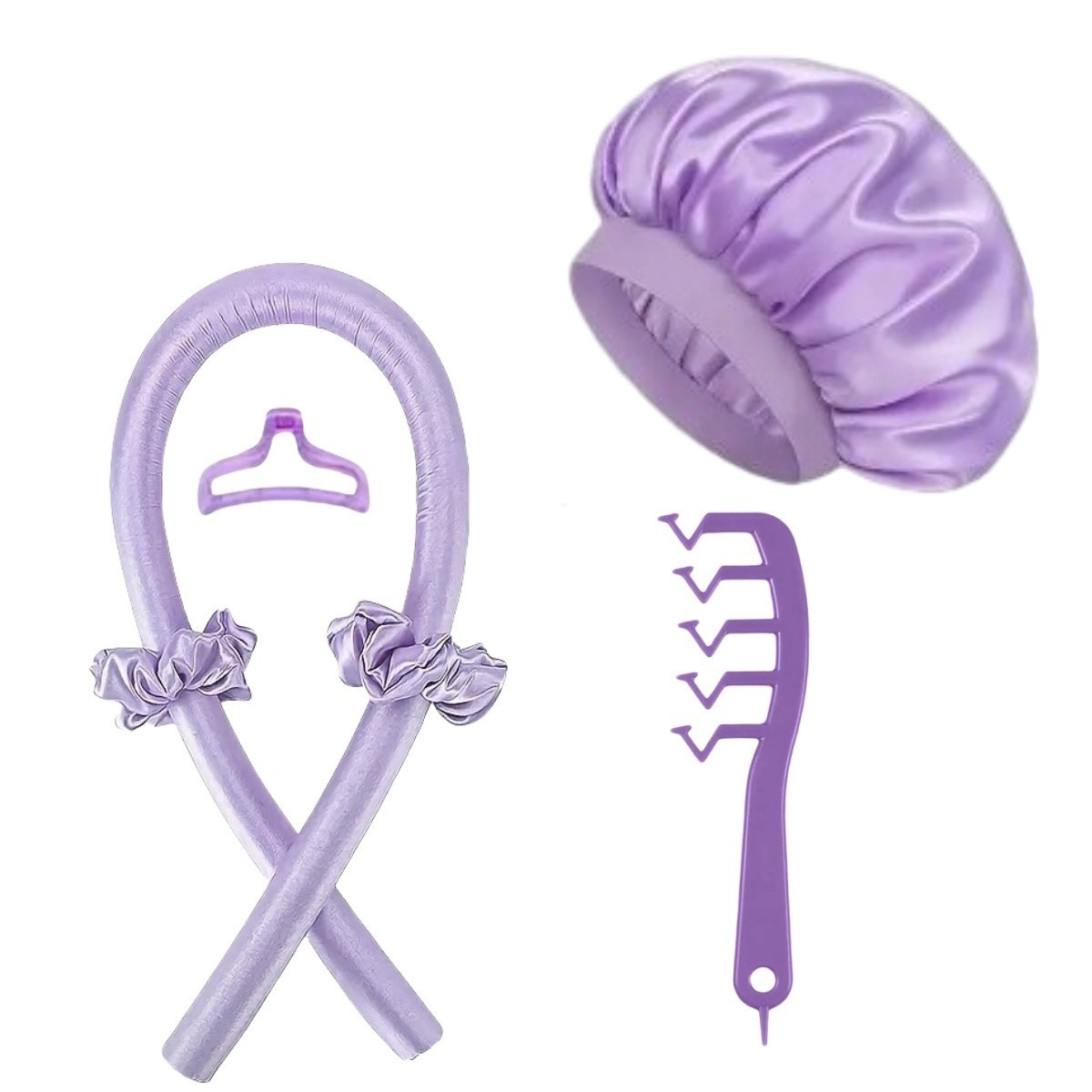 This is a set of cross-border curling irons that won't damage hair. It features a non-heat-sleeping curling iron with a hair band and a large wavy cap