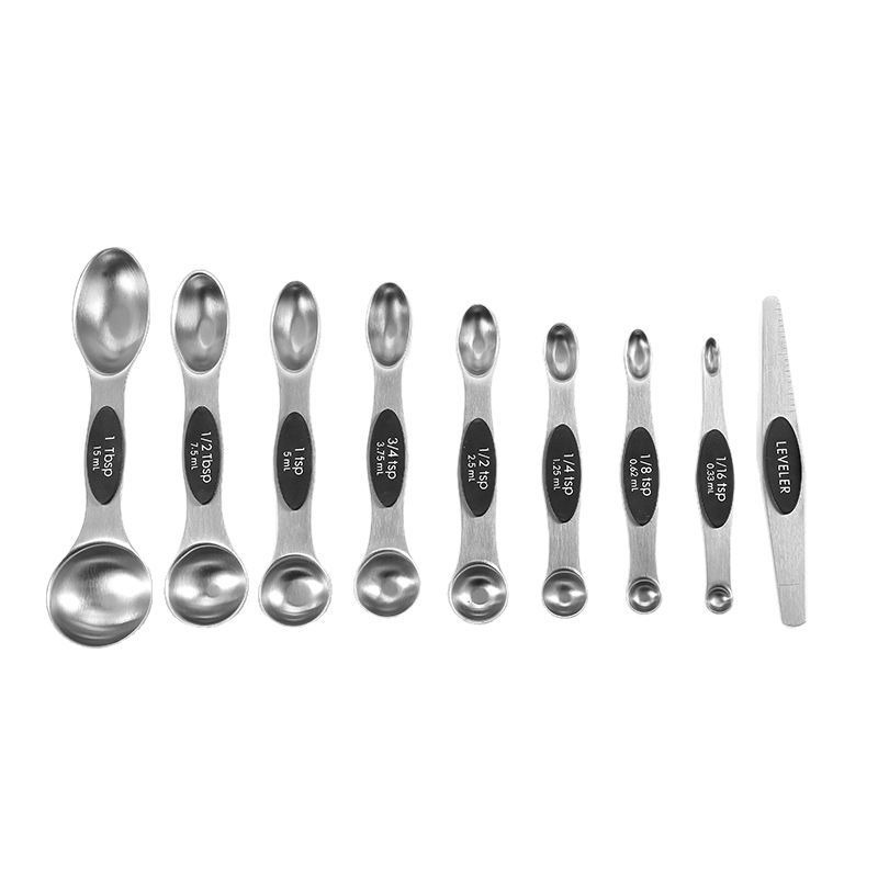 430 stainless steel magnetic double-head measuring spoon, measuring spoon 6/7/8/9 pieces with scale, seasoning and baking kitchen tools