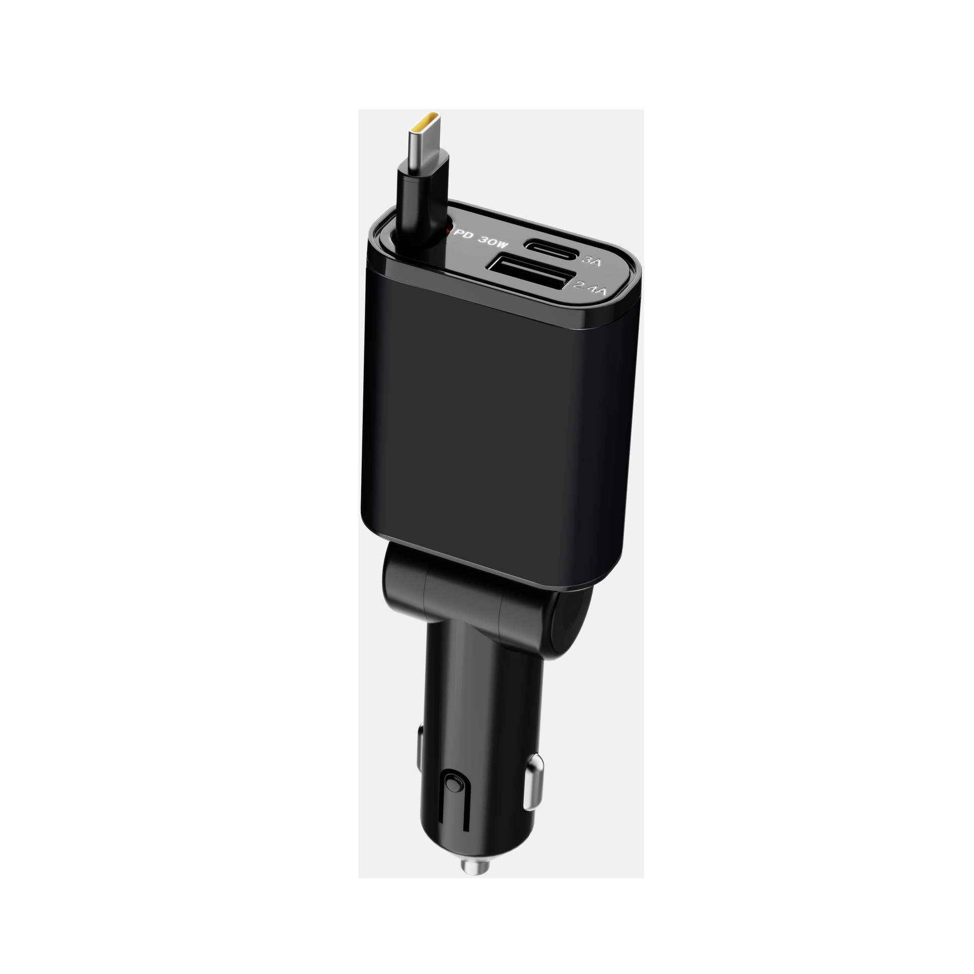 Cross-border telescopic car charger PD50W Fast charging dust-proof silicone 2-in-1 car mobile phone charger