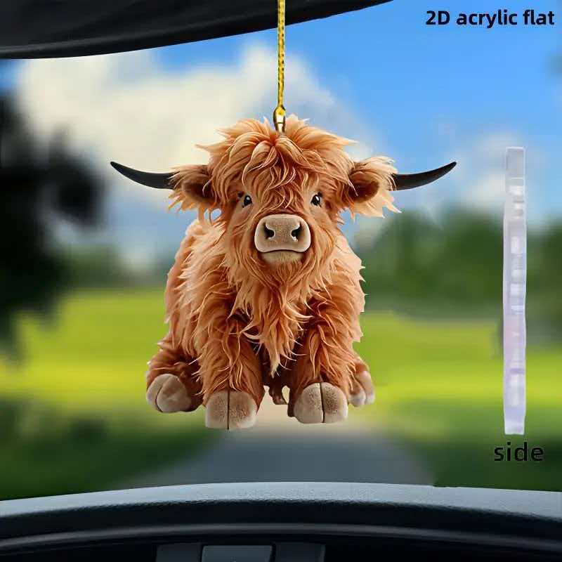 Best-selling Little bull acrylic pendant, brown bull 2D flat car pendant keychain for the Year of the Ox mascot